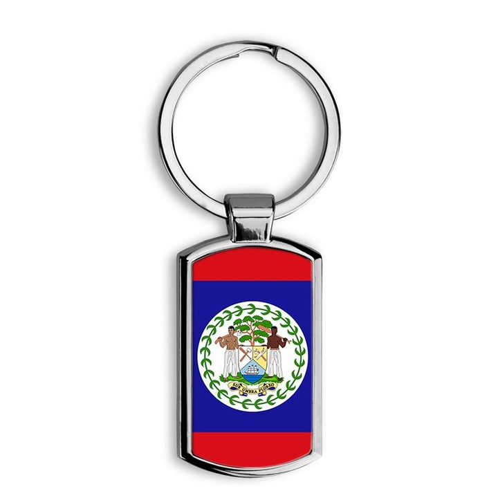 Belize zászlaja mintás fém kulcstartó 1