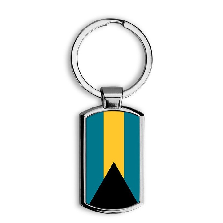 Bahama-szigetek zászlaja mintás fém kulcstartó 1