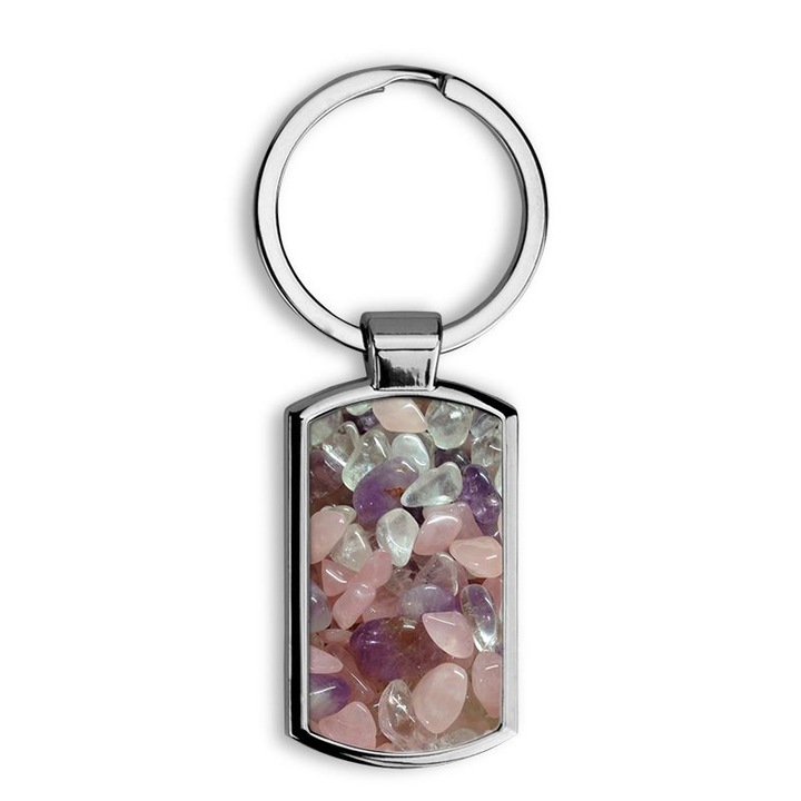 Ametiszt kövek mintás fém kulcstartó 1
