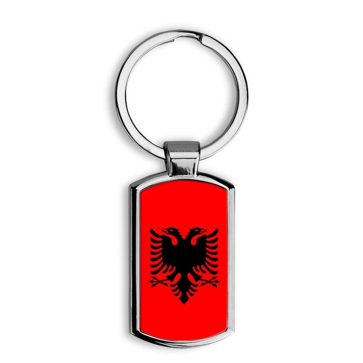 Albánia zászlaja mintás fém kulcstartó 1