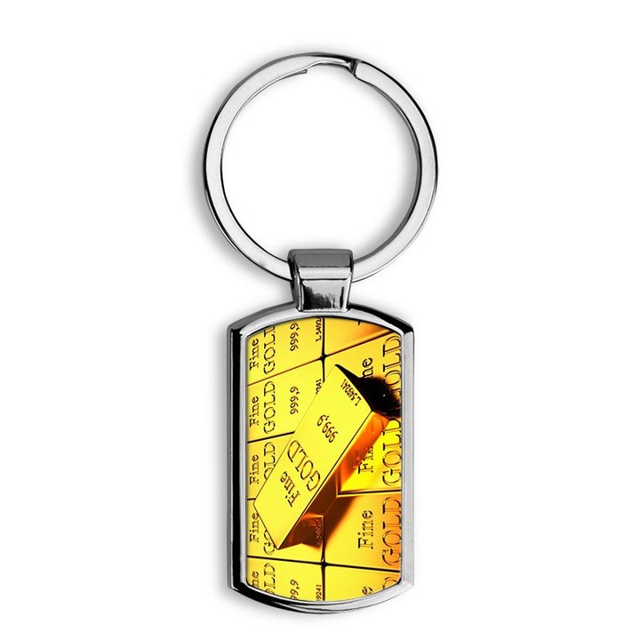 Arany tömbök mintás fém kulcstartó 1