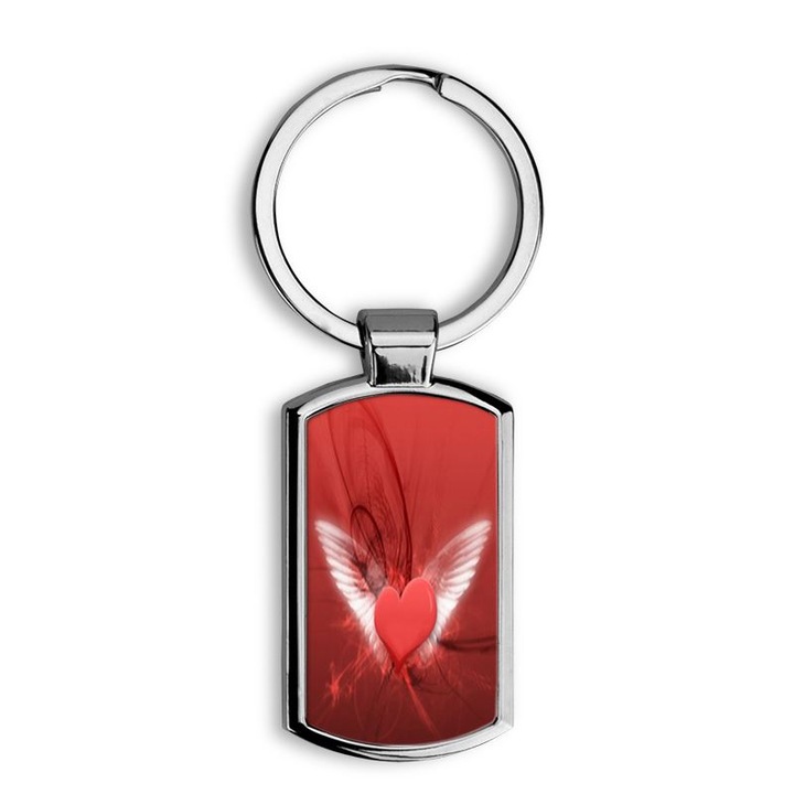 Angyalszív mintás fém kulcstartó 1