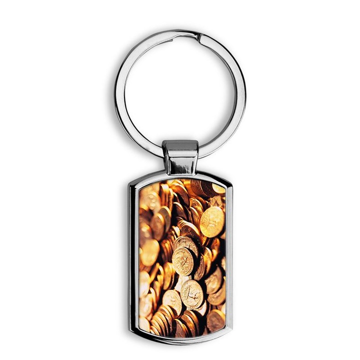 Arany pénzérmék mintás fém kulcstartó 1