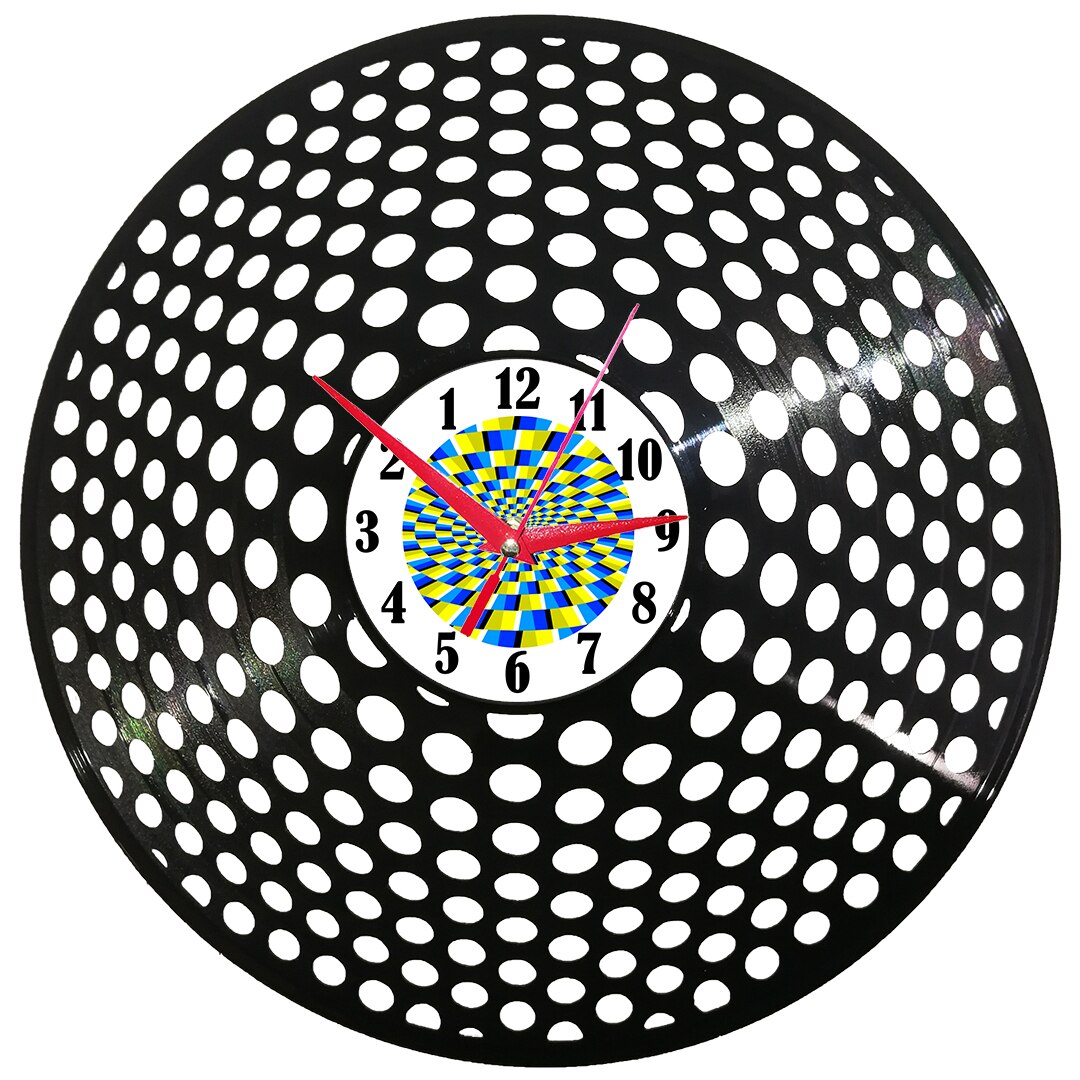 Ceas de perete disc vinil sens invers - Geometric 3D