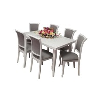 set mobila living lf masa alba cu 6 scaune tapitate gri 140cm restransa 180cm extinsa 80cm latime 75cm inaltime imagen 31_0_
0