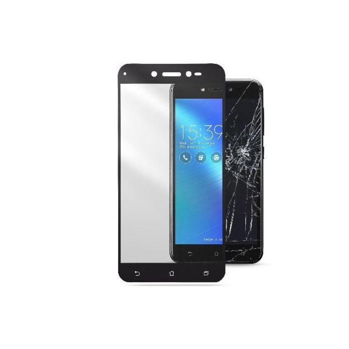 Закален стъклен протектор Cellular Line за Asus Zenfone Live, 2.5D, чeрнo