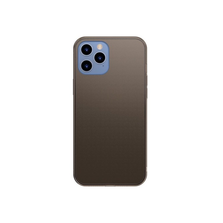 Husa Premium Baseus Cu Spate Sticla Matta Si Rama Din Silicon Pentru iPhone 12 / 12 Pro, Negru