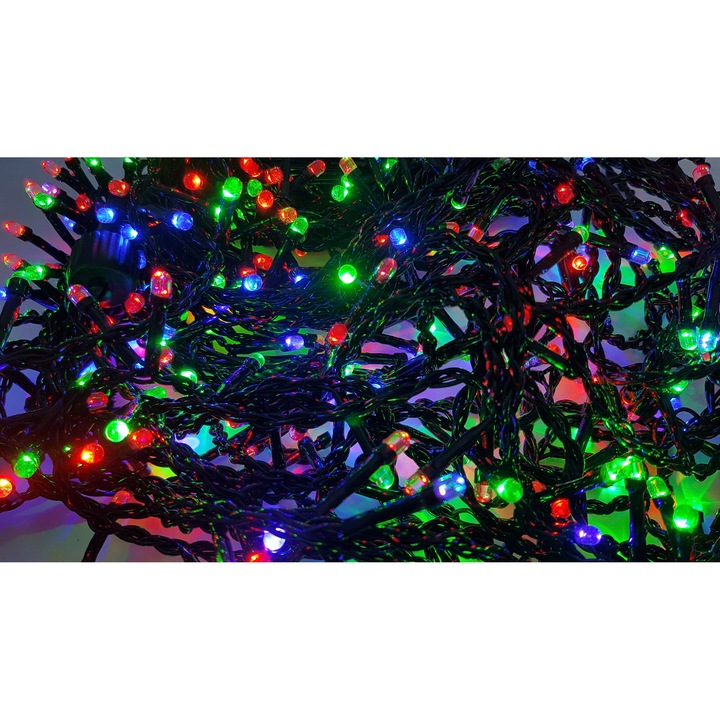 Instalatie de Craciun 5 m x 1 m, FLASH, Perdea Multicolor, 240 leduri, 6029RB fir negru / perdea luminoasa exterior / ghirlanda Sdx Market®