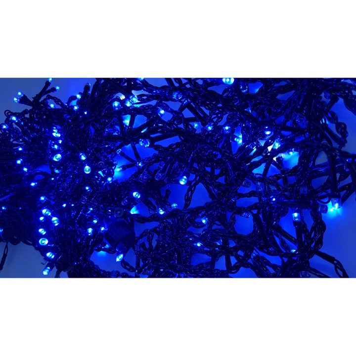 Instalatie de Craciun 5 m x 1 m, FLASH, Perdea Albastra, 240 leduri, 6029B fir negru / perdea luminoasa exterior / ghirlanda Sdx Marketï¿½