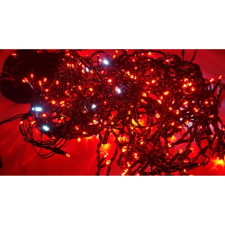 Instalatie de Craciun 5 m x 1 m, FLASH, Perdea Rosu, 240 leduri, 6029R fir negru / perdea luminoasa exterior / ghirlanda Sdx Market®