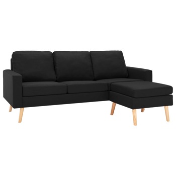 Canapea cu 3 locuri si taburet, vidaXL, Tesatura, 184 x 76 x 82,5 cm, Negru Canapea cu 3 locuri si taburet, vidaXL, Tesatura, 184 x 76 x 82,5 cm, Negru