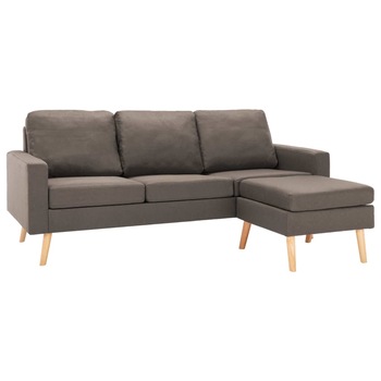 Canapea cu 3 locuri si taburet, vidaXL, Tesatura, 184 x 76 x 82,5 cm, Taupe Canapea cu 3 locuri si taburet, vidaXL, Tesatura, 184 x 76 x 82,5 cm, Taupe