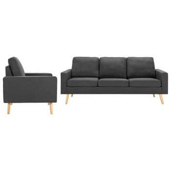 Set de canapea cu 1 fotoliu tapitat, vidaXL, Tesatura, 184 x 76 x 82,5 cm, Gri inchis Set de canapea cu 1 fotoliu tapitat, vidaXL, Tesatura, 184 x 76 x 82,5 cm, Gri inchis