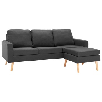 Canapea cu 3 locuri si taburet, vidaXL, Tesatura, 184 x 76 x 82,5 cm, Gri Canapea cu 3 locuri si taburet, vidaXL, Tesatura, 184 x 76 x 82,5 cm, Gri