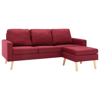 Canapea cu 3 locuri si taburet, vidaXL, Tesatura, 184 x 76 x 82,5 cm, Rosu Canapea cu 3 locuri si taburet, vidaXL, Tesatura, 184 x 76 x 82,5 cm, Rosu
