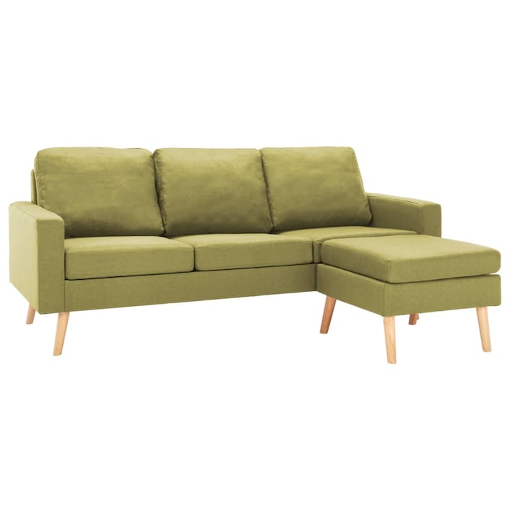3-местен диван с поставка за крака vidaXL, зелен, текстил, 184х76х82,5 см