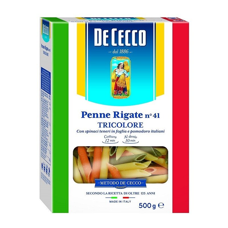Paste Tricolore Penne Rigate De Cecco 500g