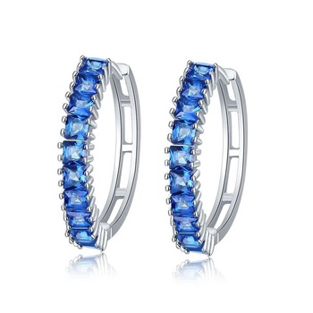 Cercei din aliaj cupru, Zircon stone blue