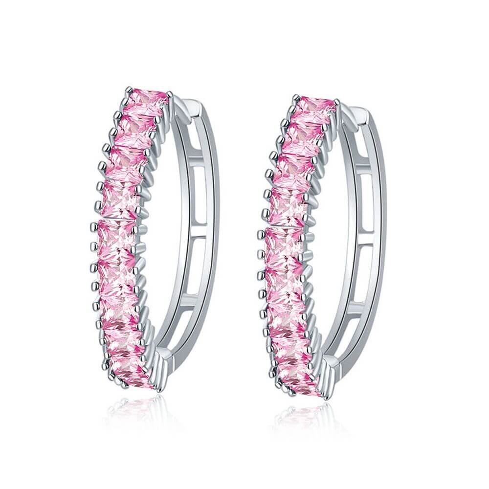 Cercei din aliaj cupru, Zircon stone pink