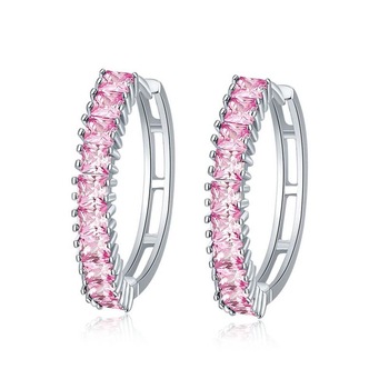 Cercei din aliaj cupru, Zircon stone pink Cercei din aliaj cupru, Zircon stone pink