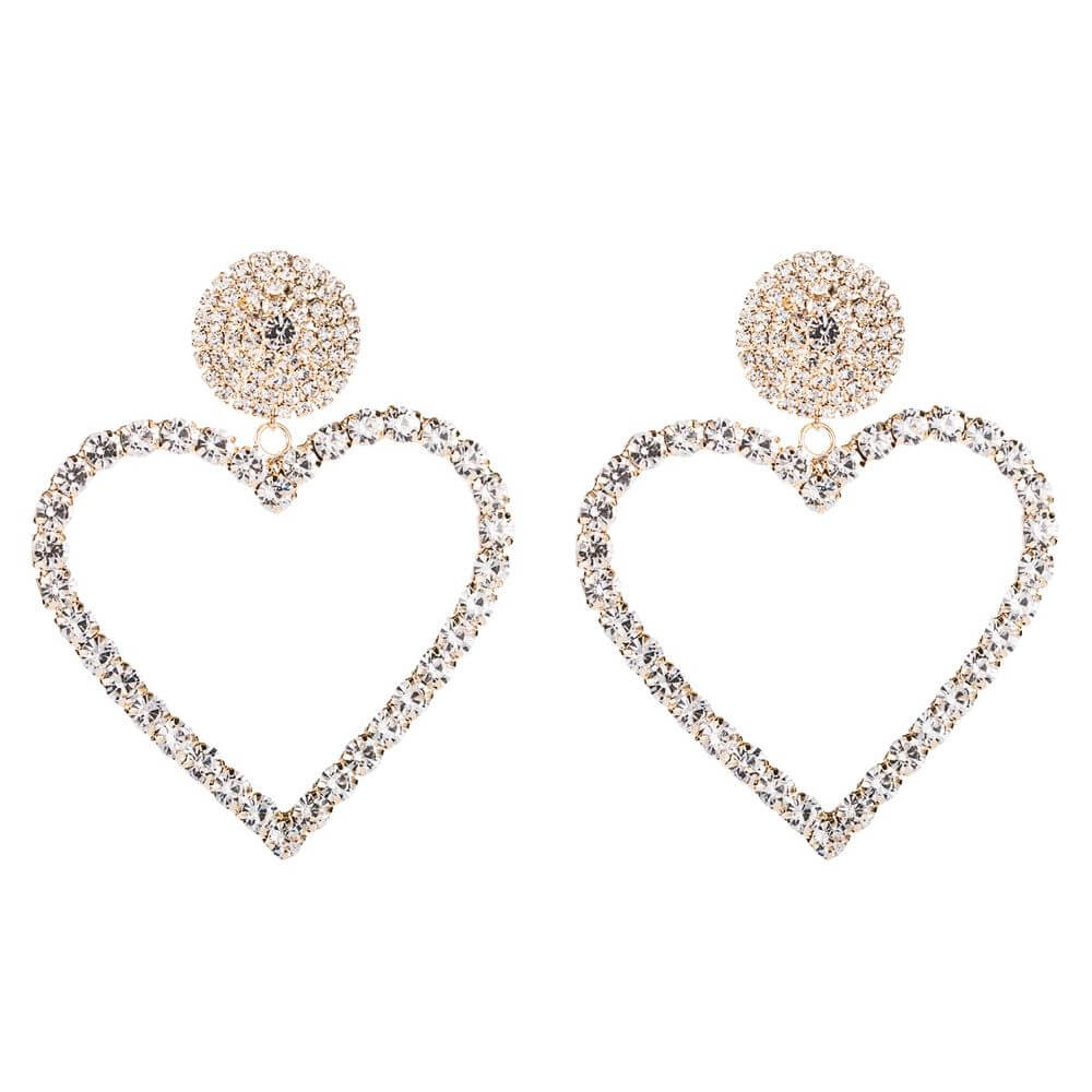 Cercei heart dot hoops golden