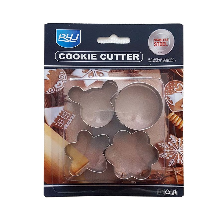 Комплект резци за сладки метални формички, мини, 4 броя