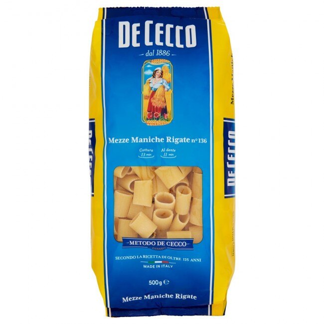 Paste Mezze Maniche Rigate De Cecco 500g