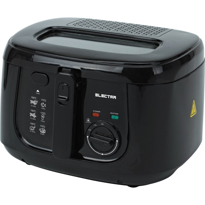 Friteuza Electra EDF-25LB, 2.5 litri, 1800W, Acoperire antiaderenta, Negru