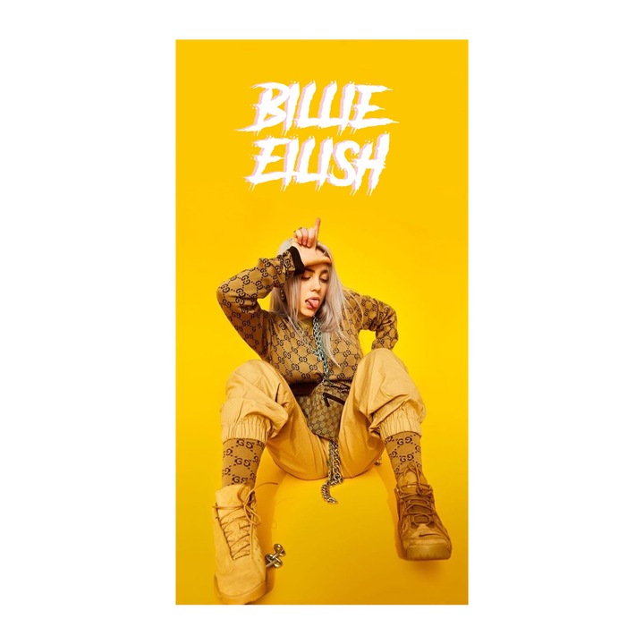 Хавлия за плаж Кингтекс Billie Eilish, 70x140см, 80% памук 20%полиестер, Многоцветно