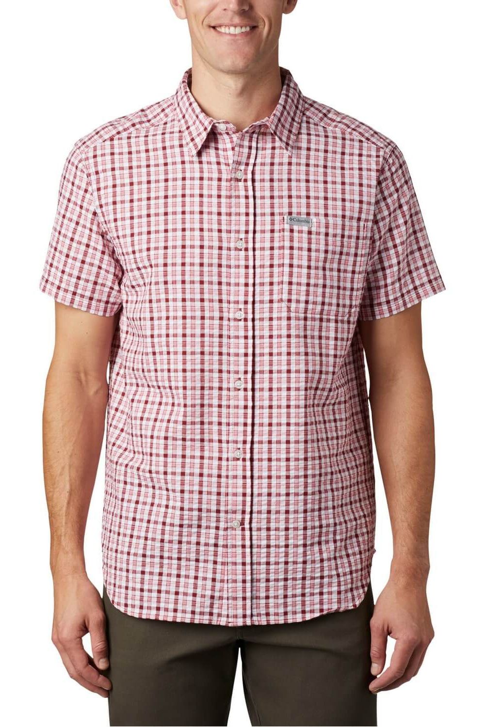 Camasa pentru barbati, Columbia Brentyn Trail SS Seersucker Shirt, Rosu