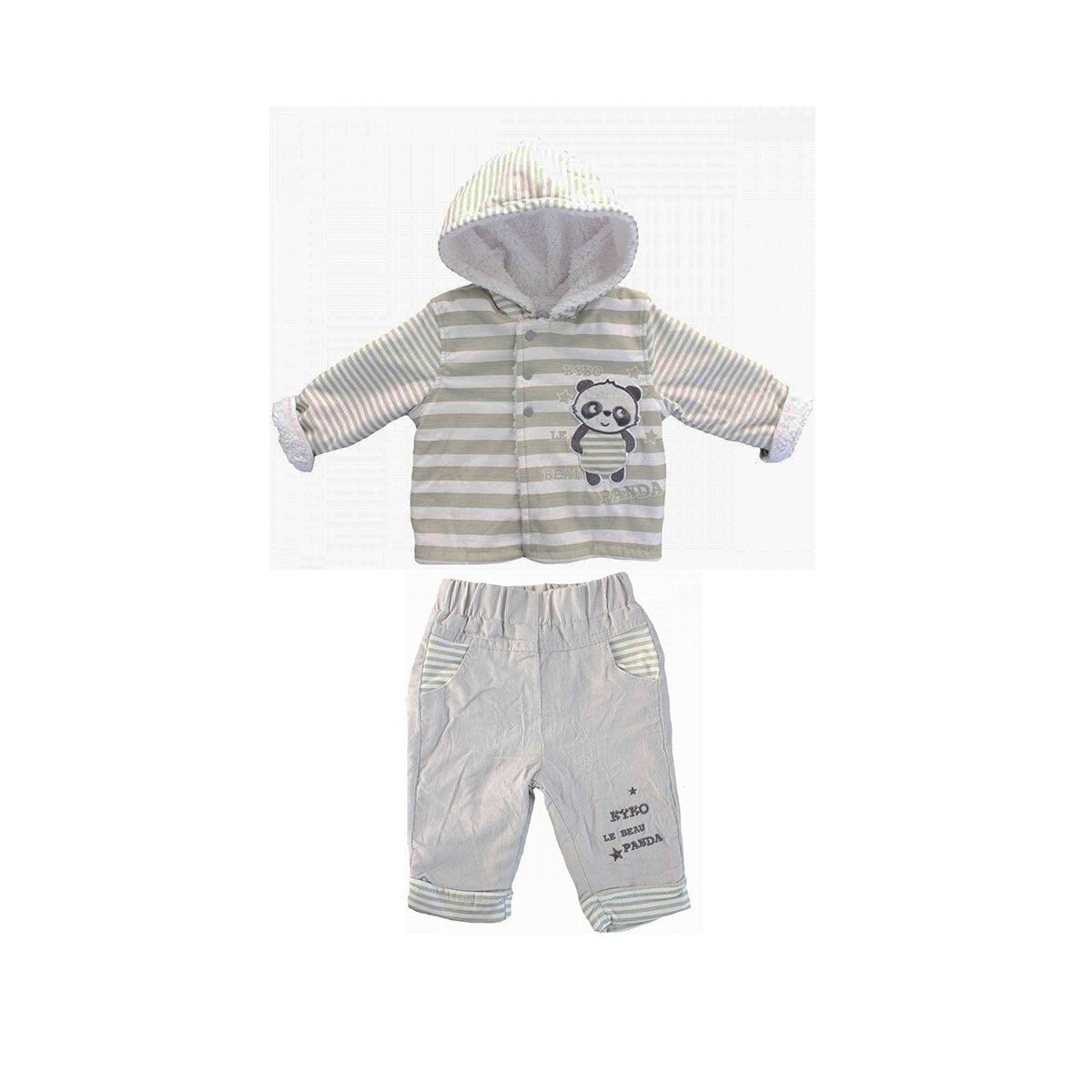 Set 2 piese jacheta si pantalonasi, bebe, Tom Kids, Gri