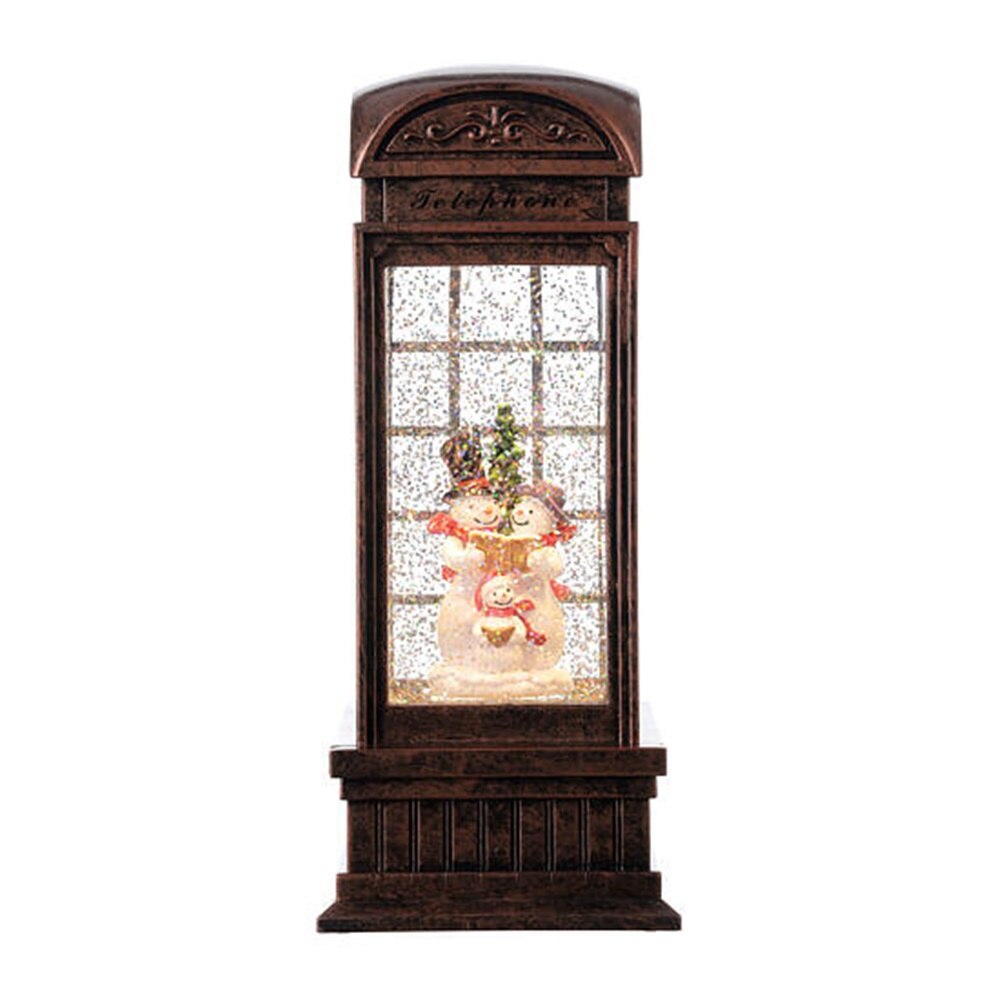 Felinar muzical Craciun LED Santa In London 25cm, maro-auriu