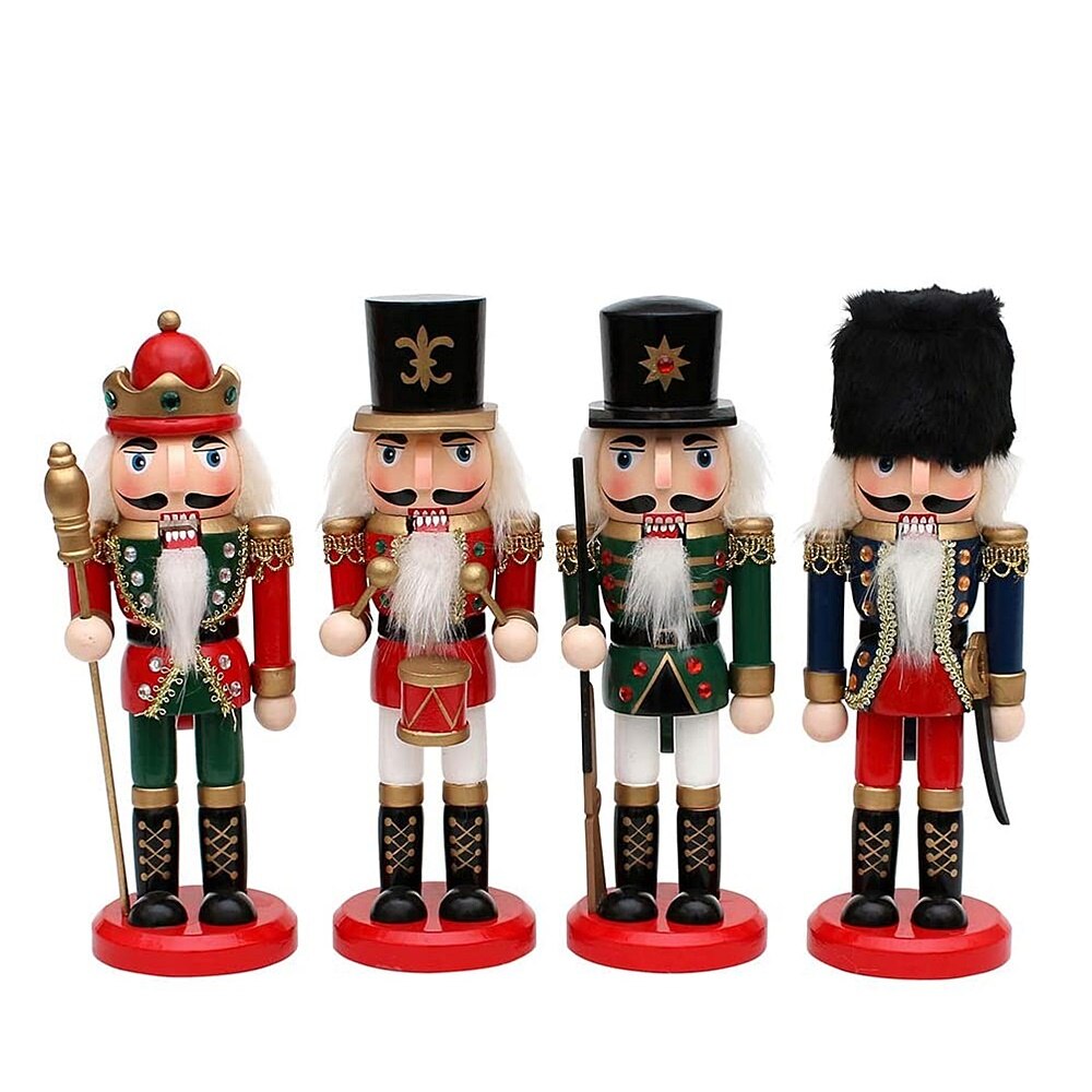 Spargator de nuci multicolor Fairy Nutcracker lemn 20cm, set 4 figurine Craciun