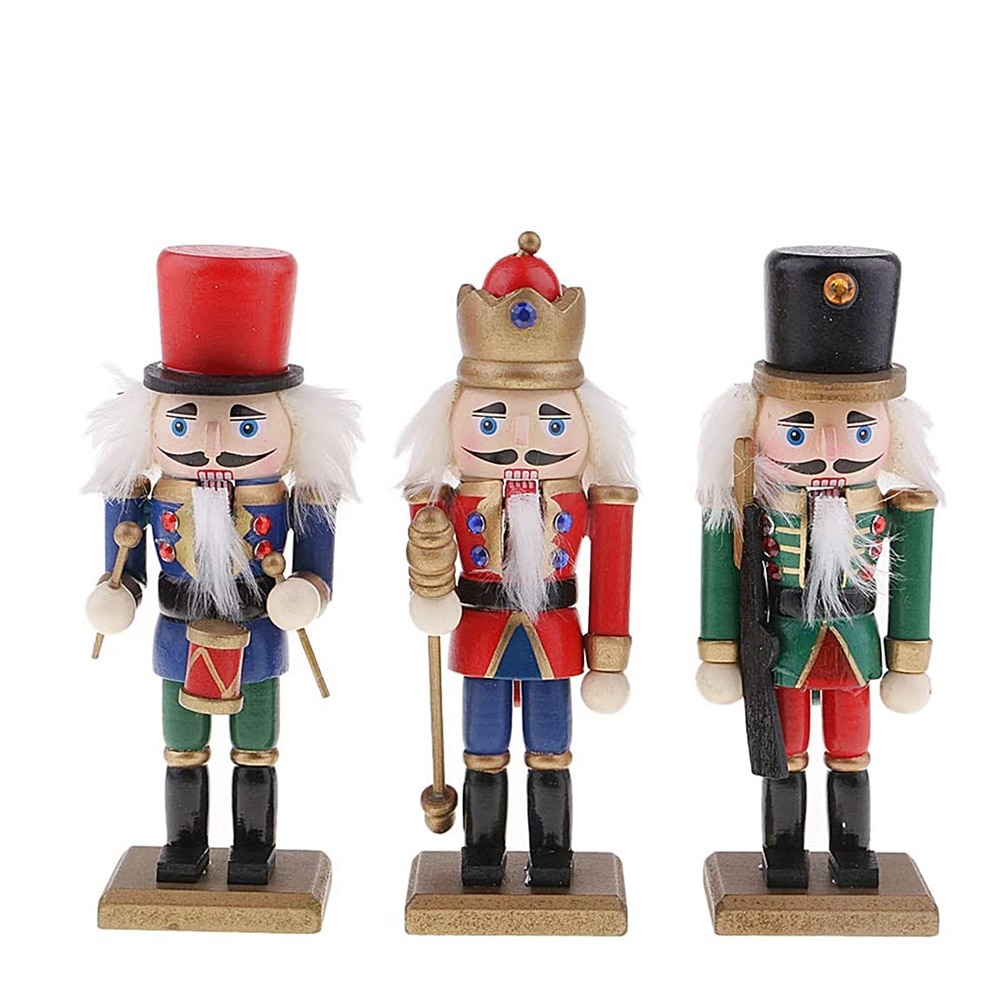 Spargator de nuci multicolor Fairy Nutcracker lemn 15cm set 3 figurine Craciun