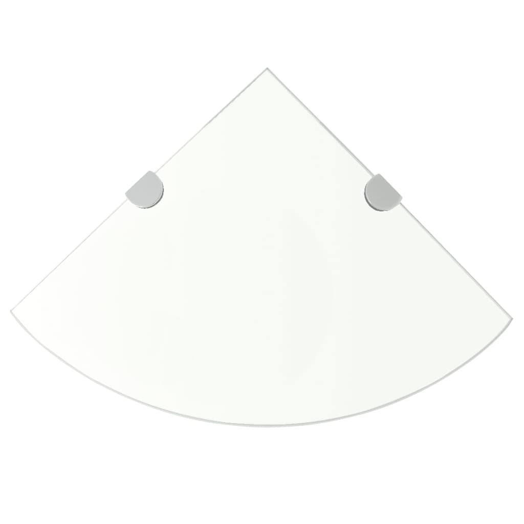 Set de 2 rafturi de colt suspendate, vidaXL, Sticla, 35 x 35 cm, Transparent