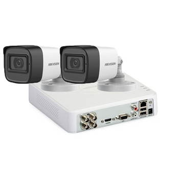 Sistem supraveghere Hikvision 2 camere FullHD 1080p, IR30m, microfon incorporat Sistem supraveghere Hikvision 2 camere FullHD 1080p, IR30m, microfon incorporat