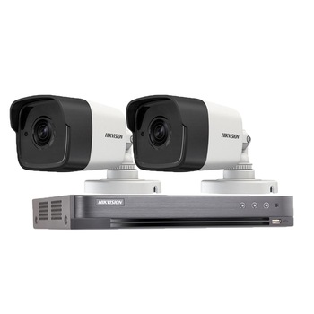 Sistem supraveghere Hikvision 2 camere de exterior Hibrid 5MP(2K+), IR 40m Sistem supraveghere Hikvision 2 camere de exterior Hibrid 5MP(2K+), IR 40m