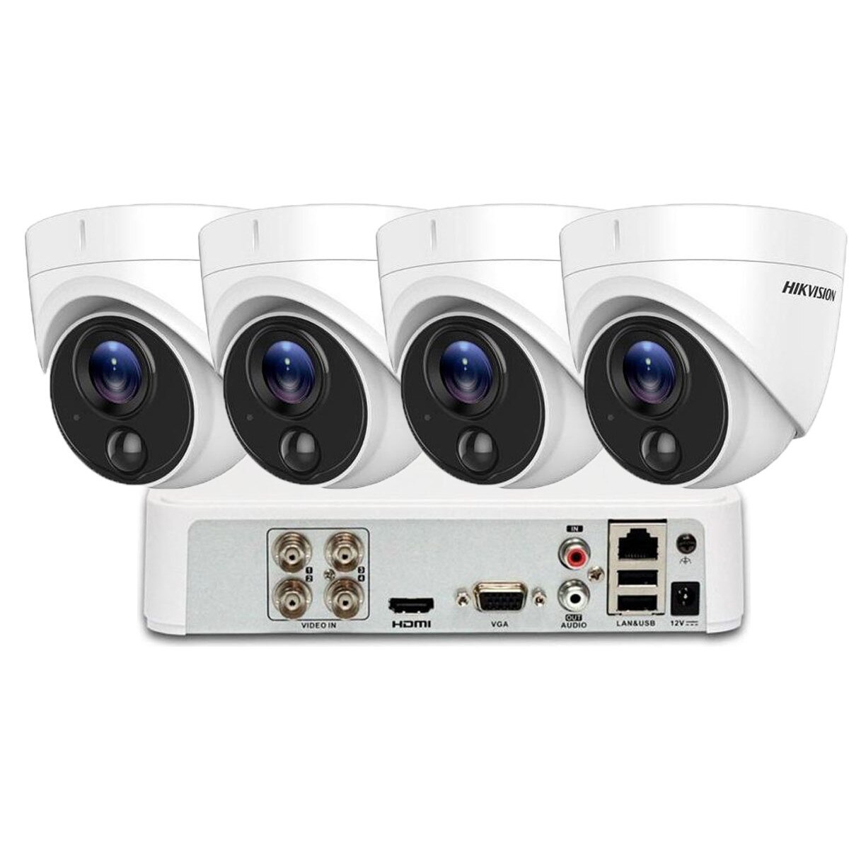 Sistem supraveghere Hikvision 4 camere de interior Ultra Low-Light PIR Turret 2 MP Full HD 1080P, IR 20M