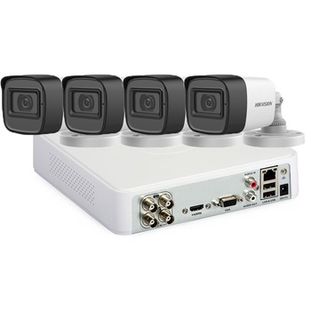 Sistem supraveghere Hikvision 4 camere FullHD 1080p, IR30m, microfon incorporat Sistem supraveghere Hikvision 4 camere FullHD 1080p, IR30m, microfon incorporat