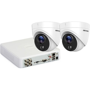 Sistem supraveghere video Hikvision 2 camere Ultra Low-Light PIR Turret 2 MP, IR 20 m Sistem supraveghere video Hikvision 2 camere Ultra Low-Light PIR Turret 2 MP, IR 20 m