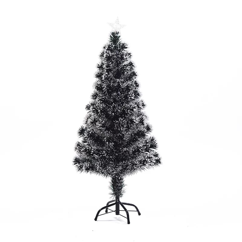 Brad artificial cu leduri si jocuri de lumini, ,culoare fibra verde si alb, 120 cm