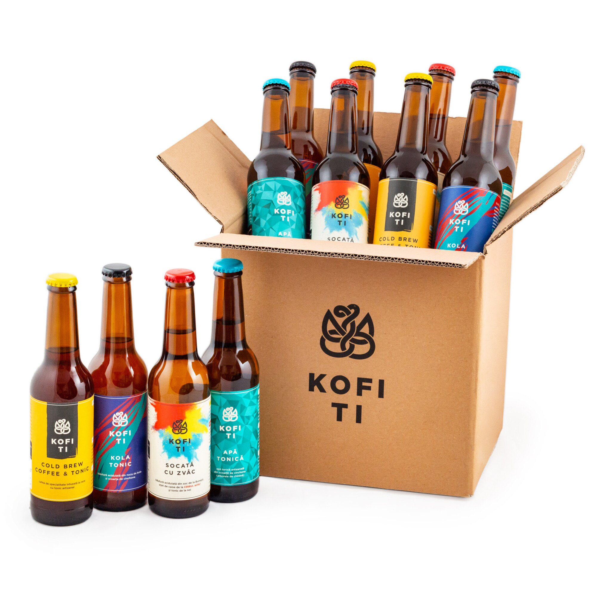 Bauturi artizanale cu apa tonica din chinina naturala, Cutie mix 12 sticle x 0.3L, Produs in Romania