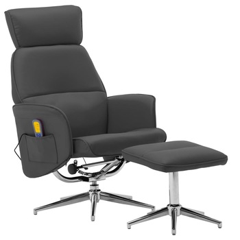 Fotoliu de masaj electric rabatabil cu taburet, vidaXL, Piele artificiala, 79 x 84 x 113 cm, Antracit Fotoliu de masaj electric rabatabil cu taburet, vidaXL, Piele artificiala, 79 x 84 x 113 cm, Antracit