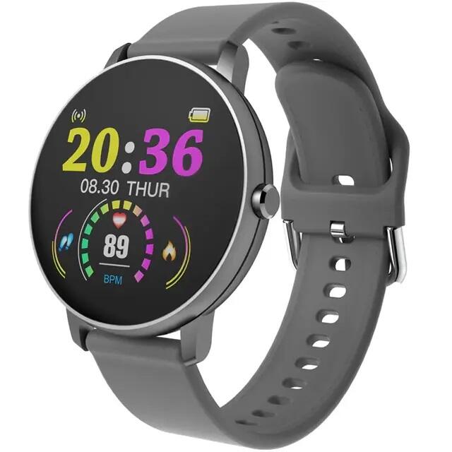 SmartWatch SMARTECH cu Bluetooth, monitorizarea ritmului cardiac, activitati fizice, notificari, functii Fitness S190, Gri