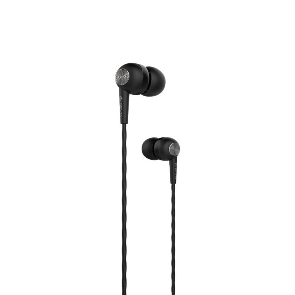 Casti audio stereo in-ear cu microfon, Jack 3.5, Devia, Negru