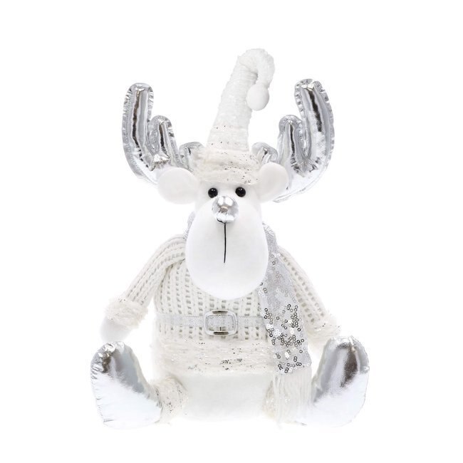 Figurina decorativa SPRINGOS, ren, pentru Craiun, inaltime 37cm, alb