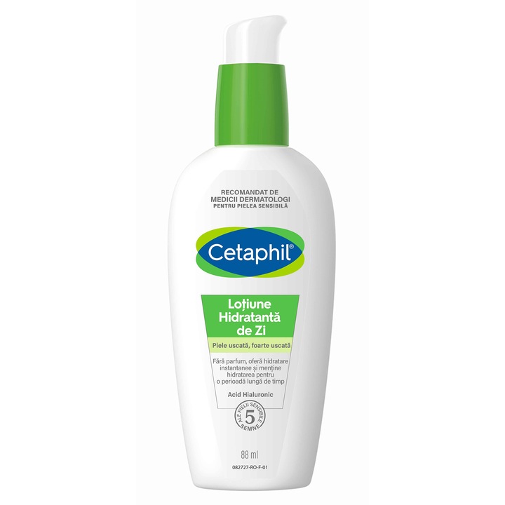 Хидратиращ дневен лосион Cetaphil, 24-часова хидратация с хиалуронова киселина, Без аромат, Без парабени, 88 ml