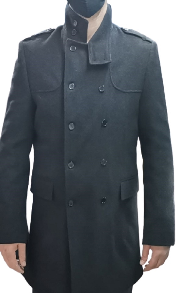 Palton barbati model Valentin, 2 gri antracit, lana, Gri antracit