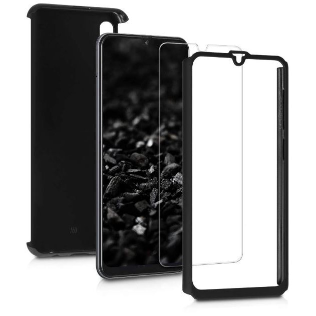 Husa Full Cover 360° (fata + spate + folie sticla) compatibila Huawei P30 Lite din plastic, Black Matte