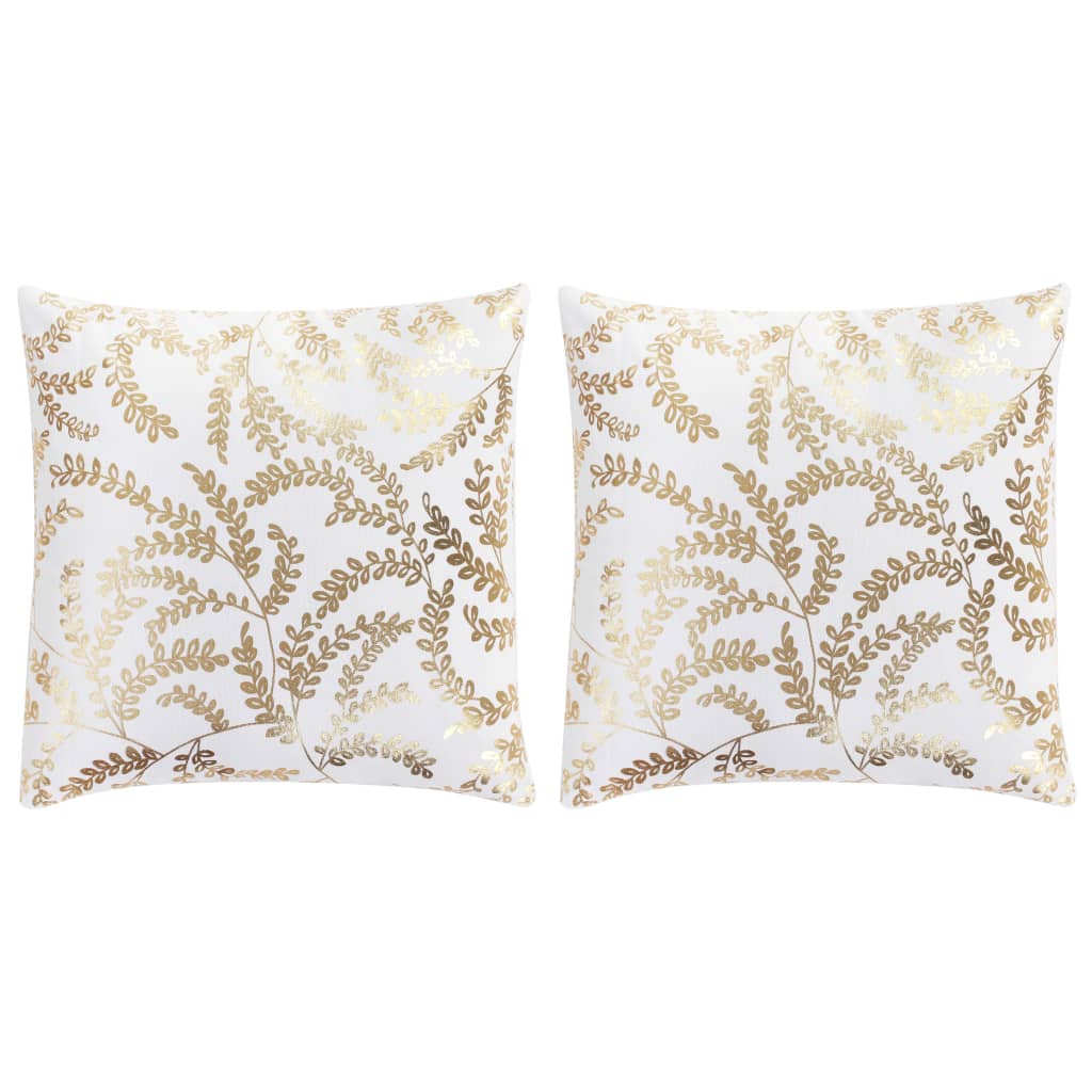 Set 2 perne decorative vidaXL, Bumbac, 40 x 40, Alb, imprimeu folie